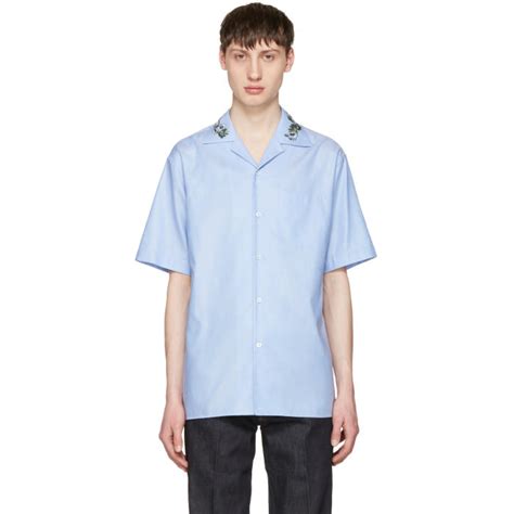 gucci blue floral bowling shirt|gucci flannel shirt.